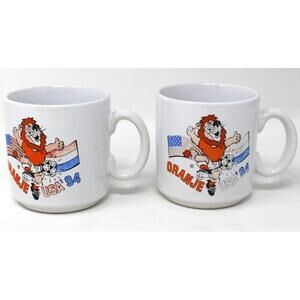Netherland Holland Vtg 1994 World Cup USA '94 Oranje Coffee Mug Cup lot set of 2